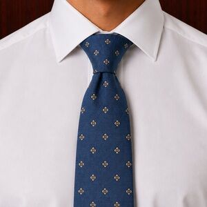 Isaia Napoli 7-Fold Steel Blue Floral Silk Tie | Handcrafted Italian Luxury